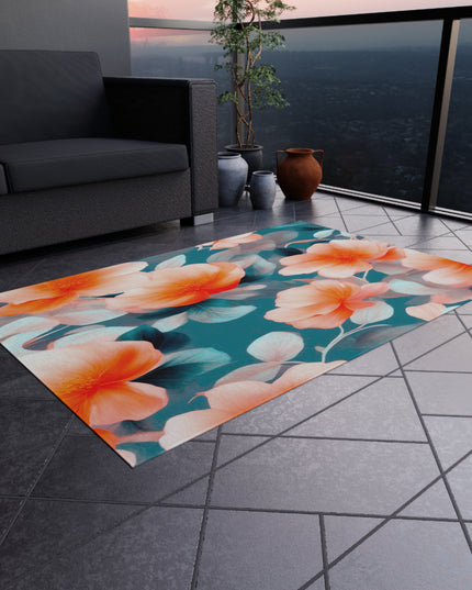 Orange Blossom Floral Bunch Outdoor Rug, 48" x 72"