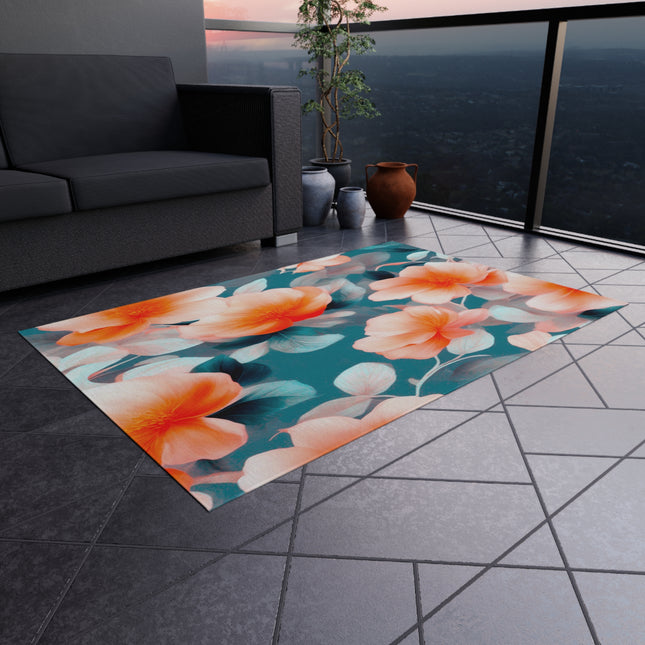 Orange Blossom Floral Bunch Outdoor Rug, 48" x 72"