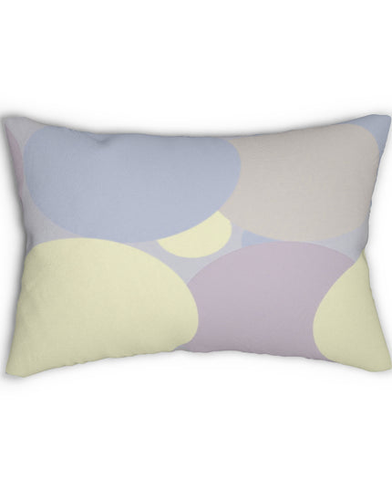 Pastel Soft Blue and Soft White Patches Spun Polyester Lumbar Pillow, 20" x 14"