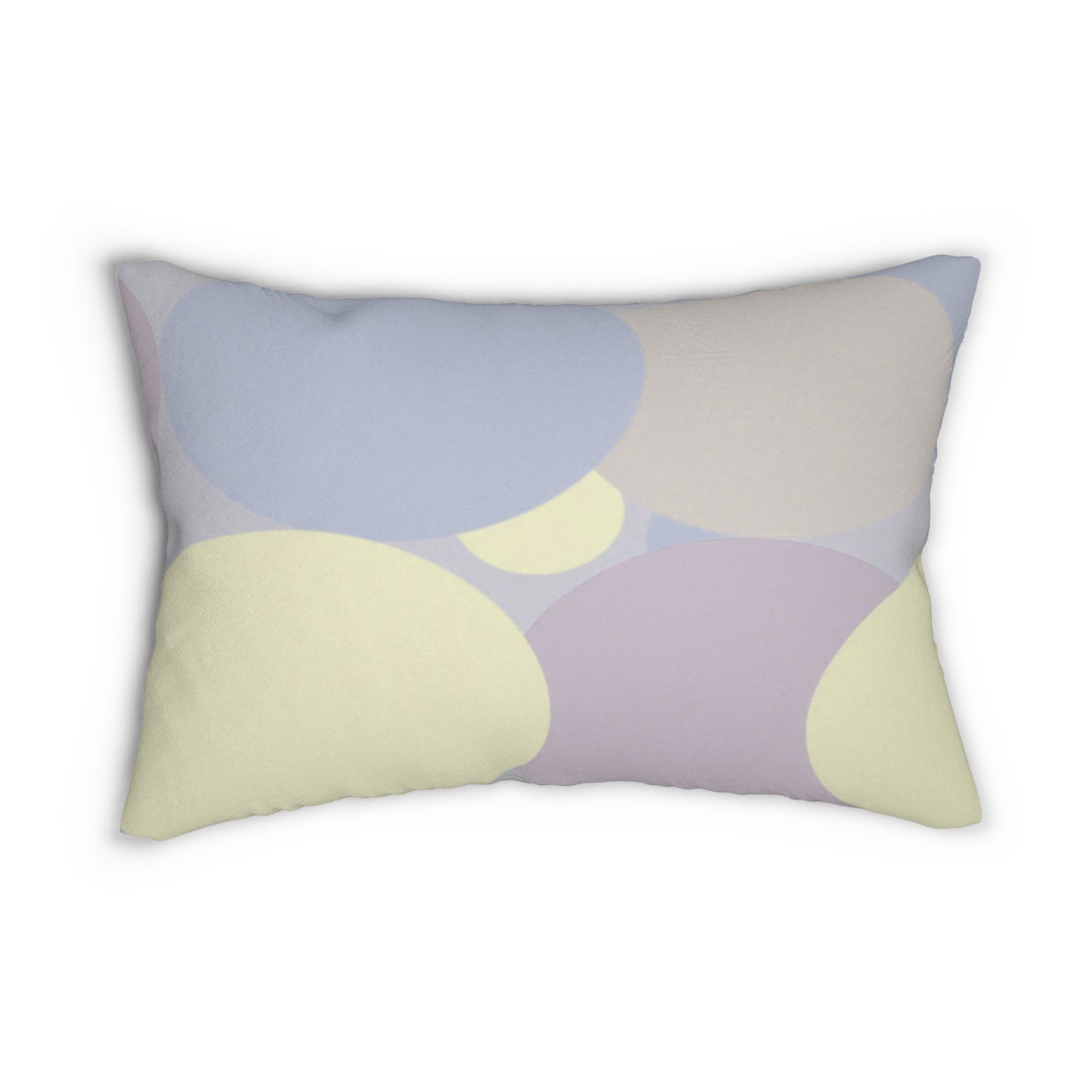 Pastel Soft Blue and Soft White Patches Spun Polyester Lumbar Pillow, 20" x 14"