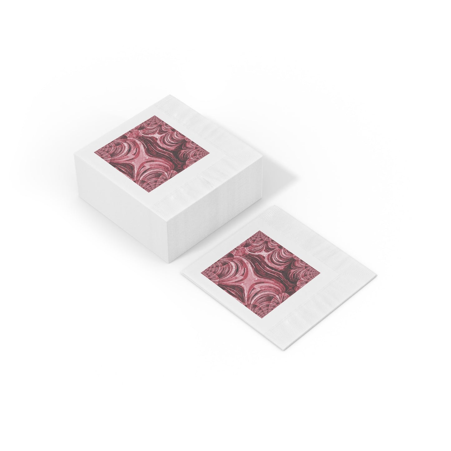 Uzi Spiral Ruby Pastel White Coined Napkins, 4.8" x 4.8"