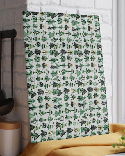 Mini Vintage Green Trees 11" x 15" Glass Cutting Board