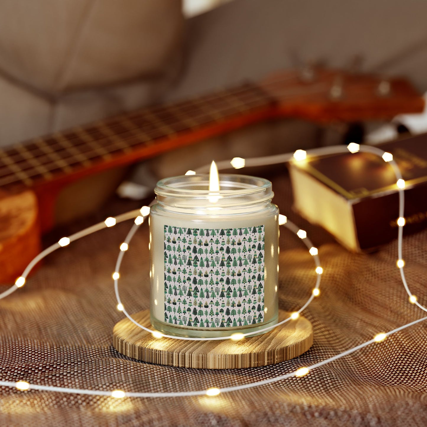 Mini Vintage Green Trees Scented Candles, Coconut Apricot Wax (4oz)