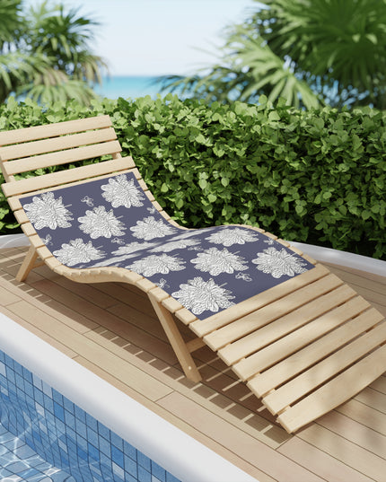 White Floral Butterflies Beach Towel, 24" x 44"