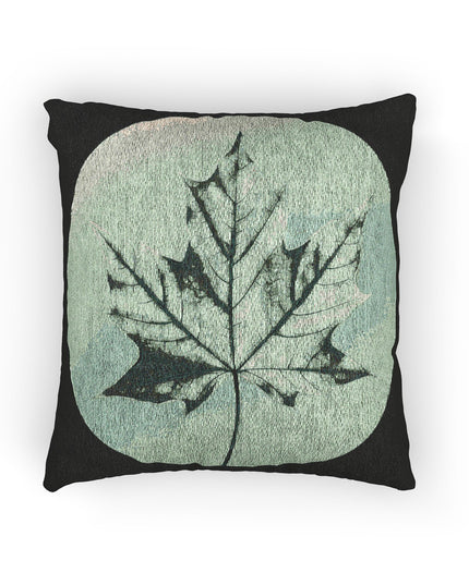 Mint Green Maple Leaf Woven Pillow, 17" x 18"