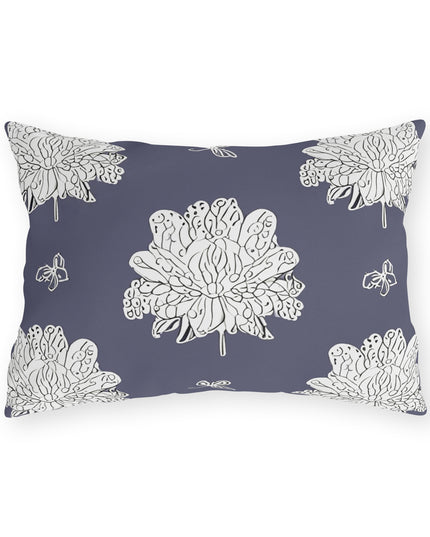 White Floral Butterflies 20" x 14" Outdoor Pillow