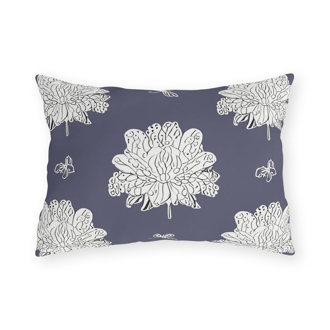 White Floral Butterflies 20" x 14" Outdoor Pillow