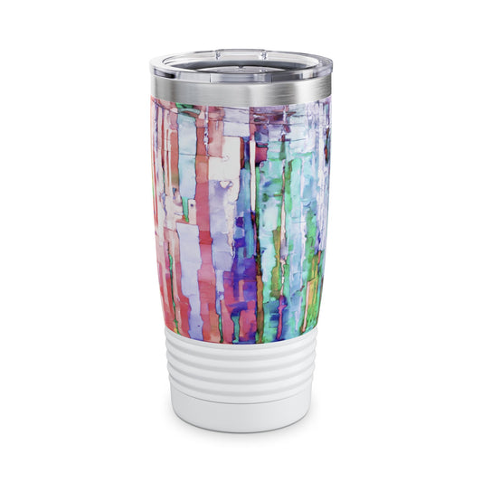 Striped Pastels Ringneck Tumbler, 20oz in white, steel and black