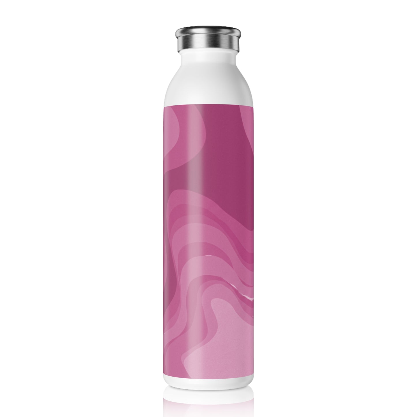 Pinky Mauve Wavey Slim Water Bottle, 20 oz White