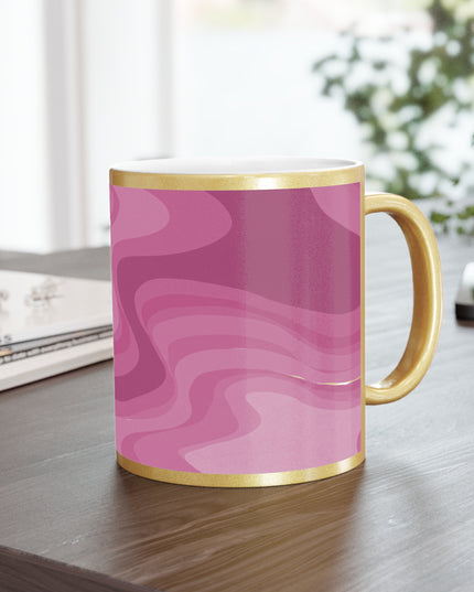 Pinky Mauve Wavey 11 oz Metallic Mug (Silver\Gold)