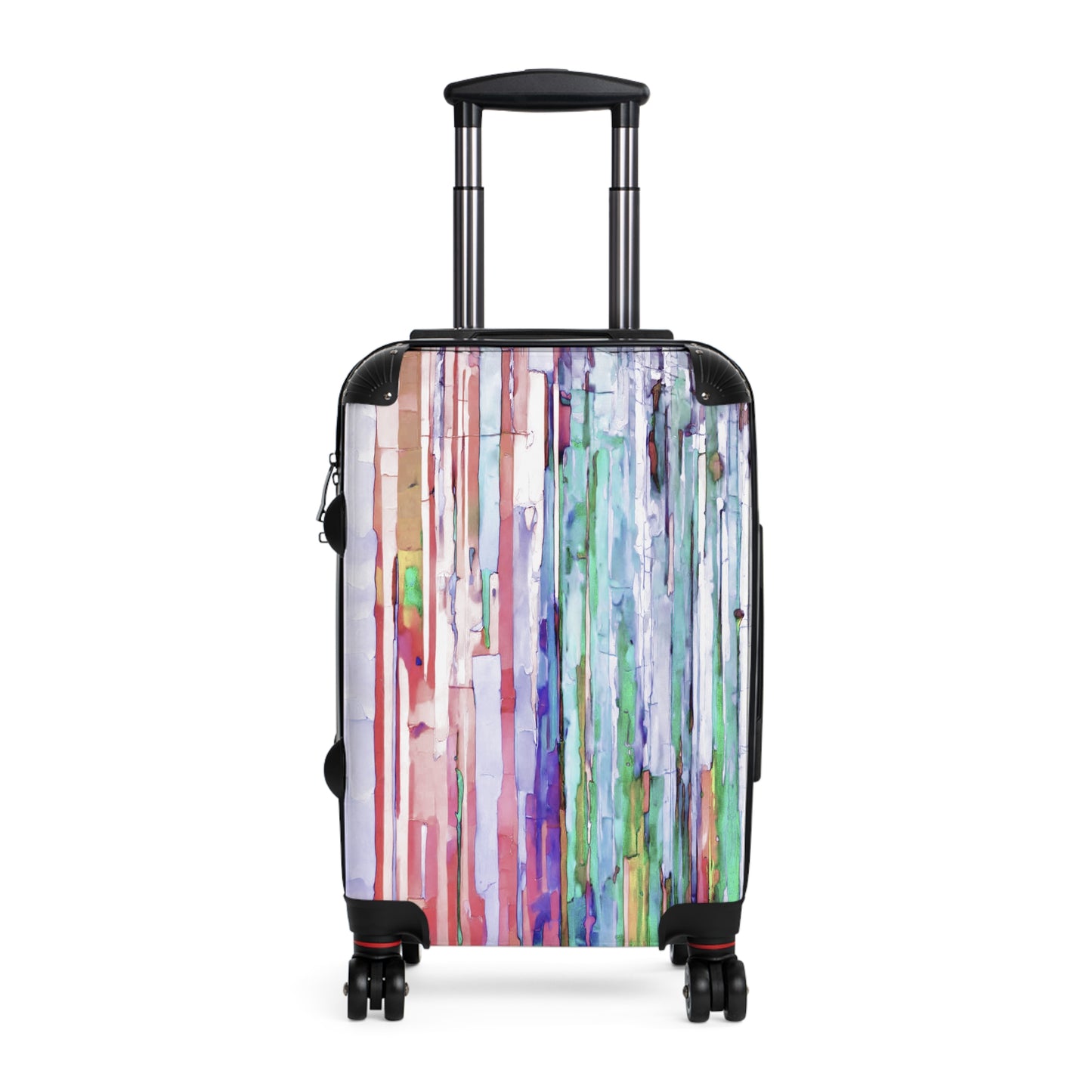 Striped Pastels Small Suitcase with built in lock, 4 double-wheels, telescopic handle, and ABS back hard-shell