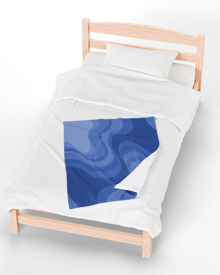 Deep Blue Wavey Velveteen Plush Blanket, 30" x 40"