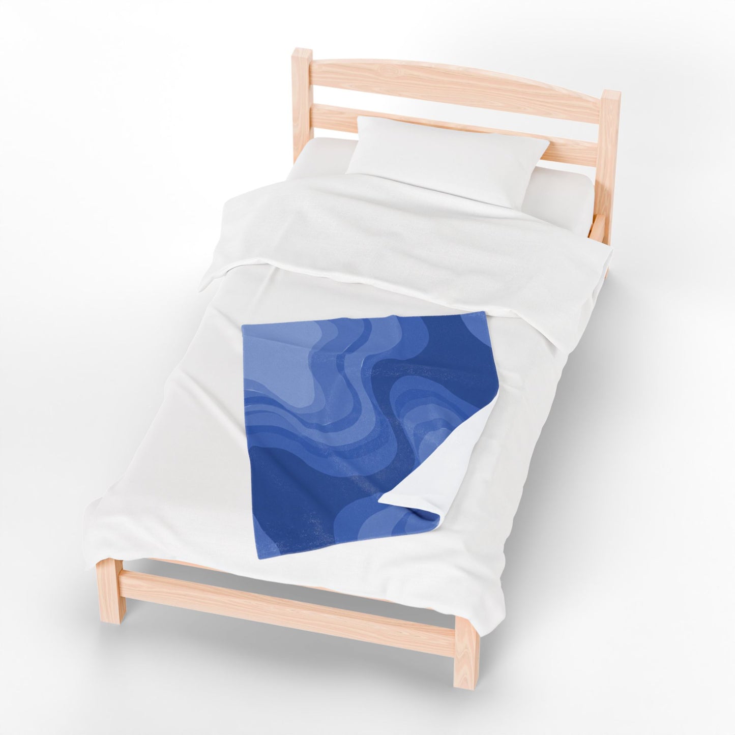 Deep Blue Wavey Velveteen Plush Blanket, 30" x 40"