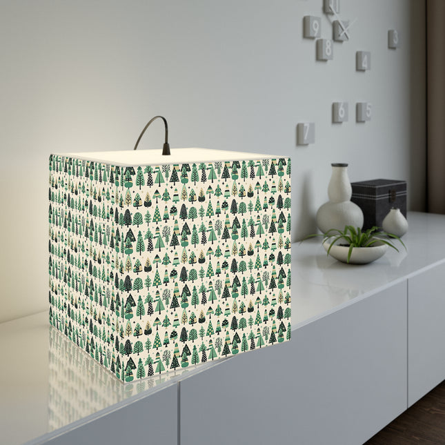 Mini Vintage Green Trees 11.7" × 11.5" × 11.5" Light Cube Lamp