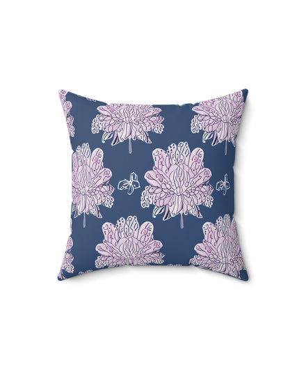 Purple White Floral Butterflies 14" x 14" Faux Suede Square Pillow