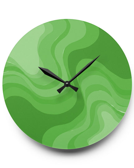Greenie Meanie Wavey 10.75" x 10.75" Round or Square Acrylic Wall Clock