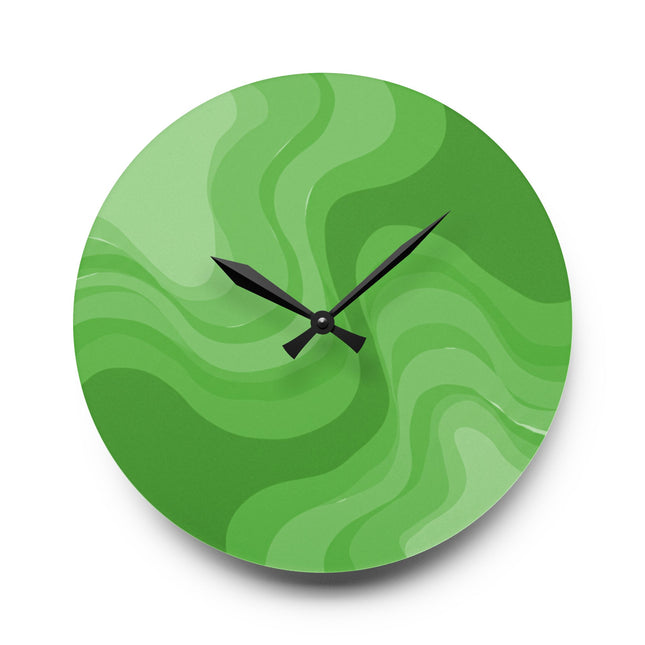 Greenie Meanie Wavey 10.75" x 10.75" Round or Square Acrylic Wall Clock