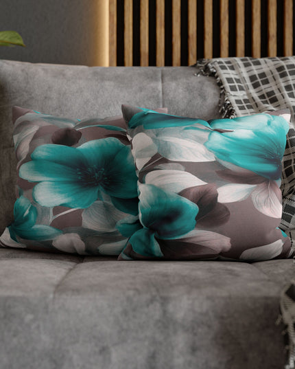 Tif Green Gray Floral Bunch Spun Polyester Square Pillowcase, 14" x 14"