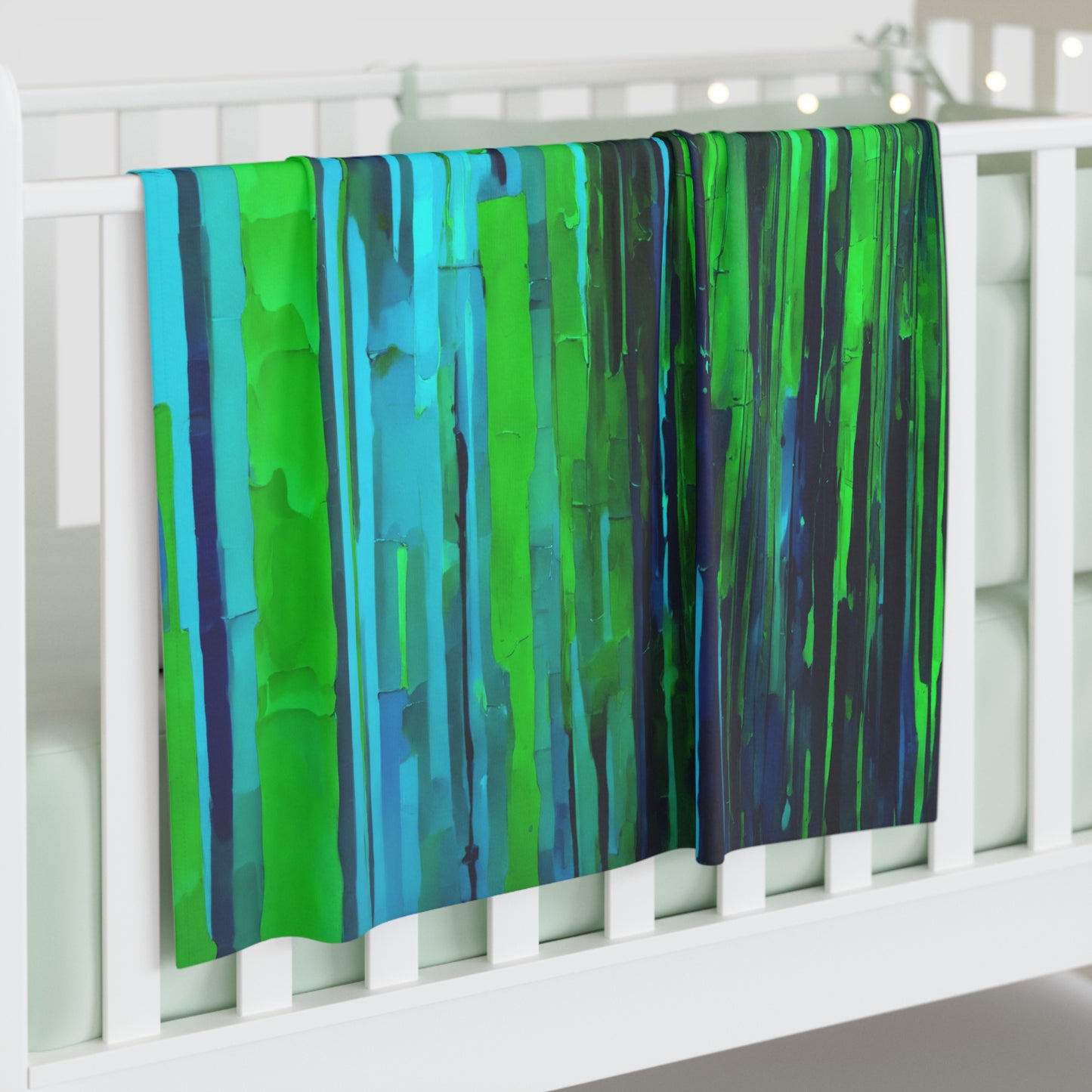 Striped Blue Green Baby Swaddle 30″×40″ Blanket