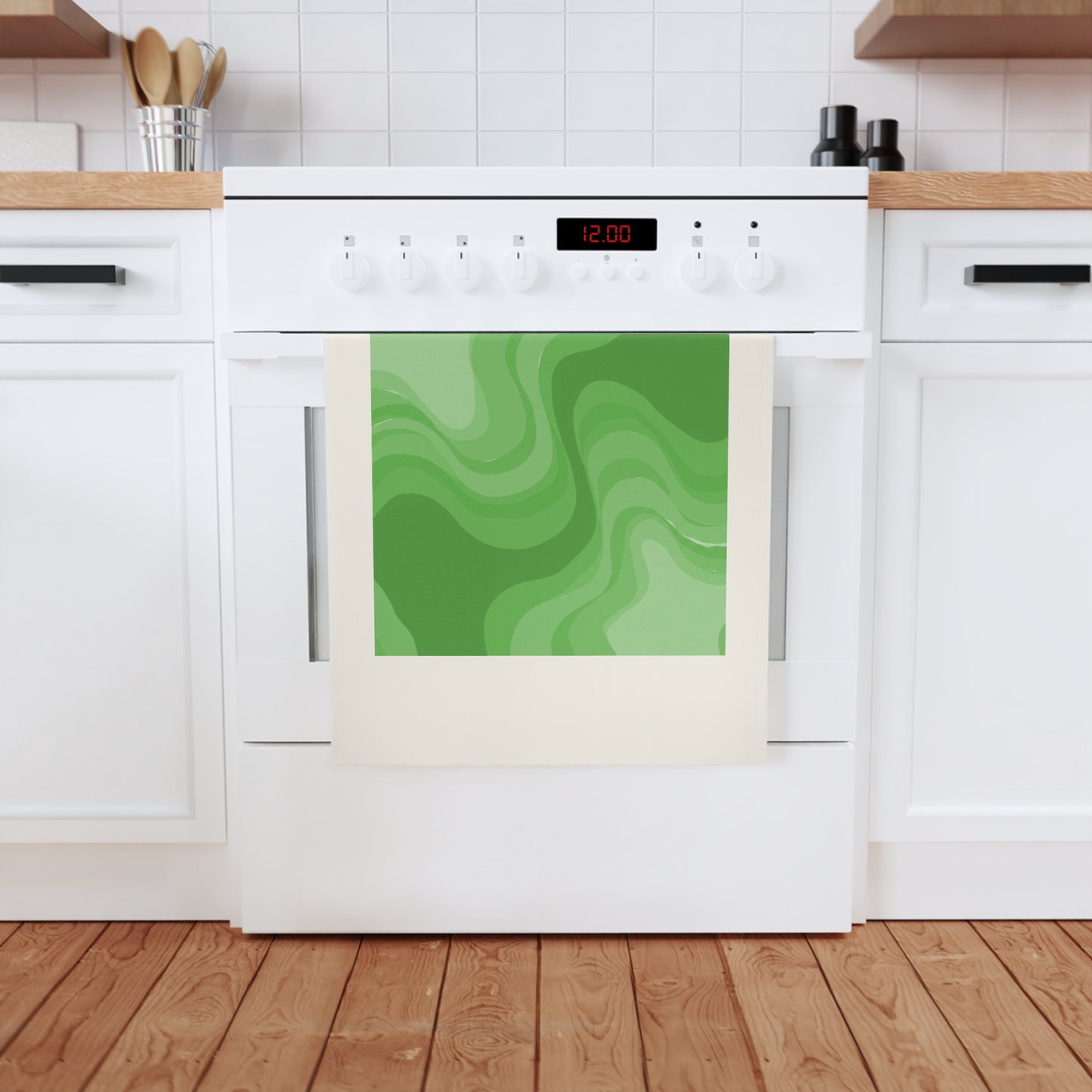 Greenie Meanie Wavey 19.6" x 27.5" Cotton Tea Towel