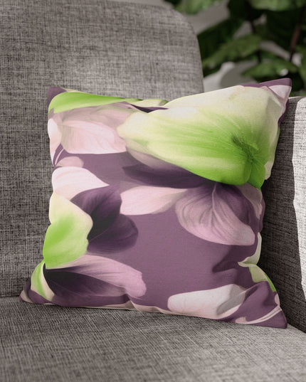 Lime Lavender Floral Bunch Spun Polyester Square Pillowcase, 14" x 14"