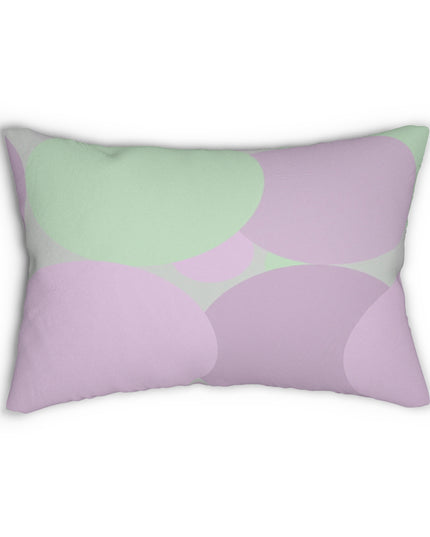 Pastel Lavender Purple and Soft Green Patches Spun Polyester Lumbar Pillow, 20" x 14"