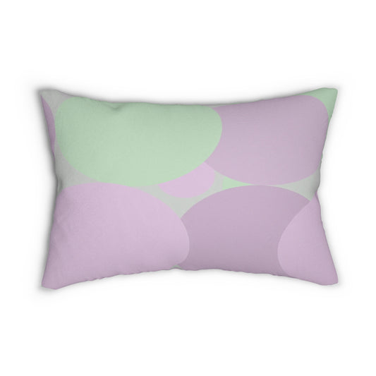 Pastel Lavender Purple and Soft Green Patches Spun Polyester Lumbar Pillow, 20" x 14"
