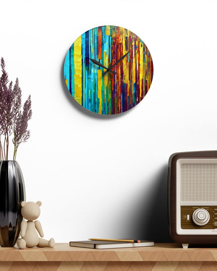 Striped Alpha Acrylic Wall Clock, Round or Square, 10.75" x 10.75"