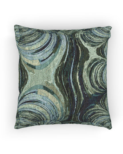 Uzi Spiral Blue Green Woven Pillow, 17" x 18"