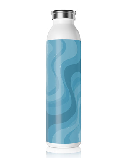 Sky Blue Wavey Slim Water Bottle, 20 oz White