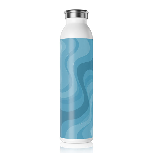 Sky Blue Wavey Slim Water Bottle, 20 oz White