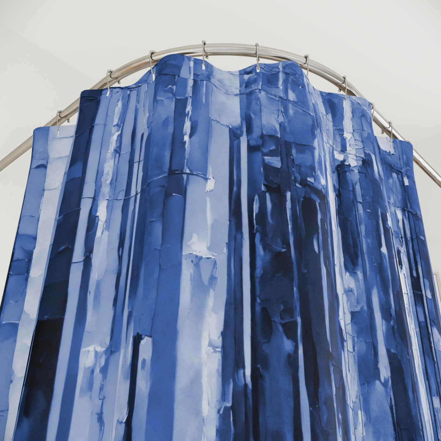 Striped Deep Blue Shower Curtains, 71" x 74"