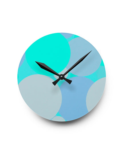 Pastel Tan and Tif Patches Acrylic Round Wall Clock, 8" x 8"
