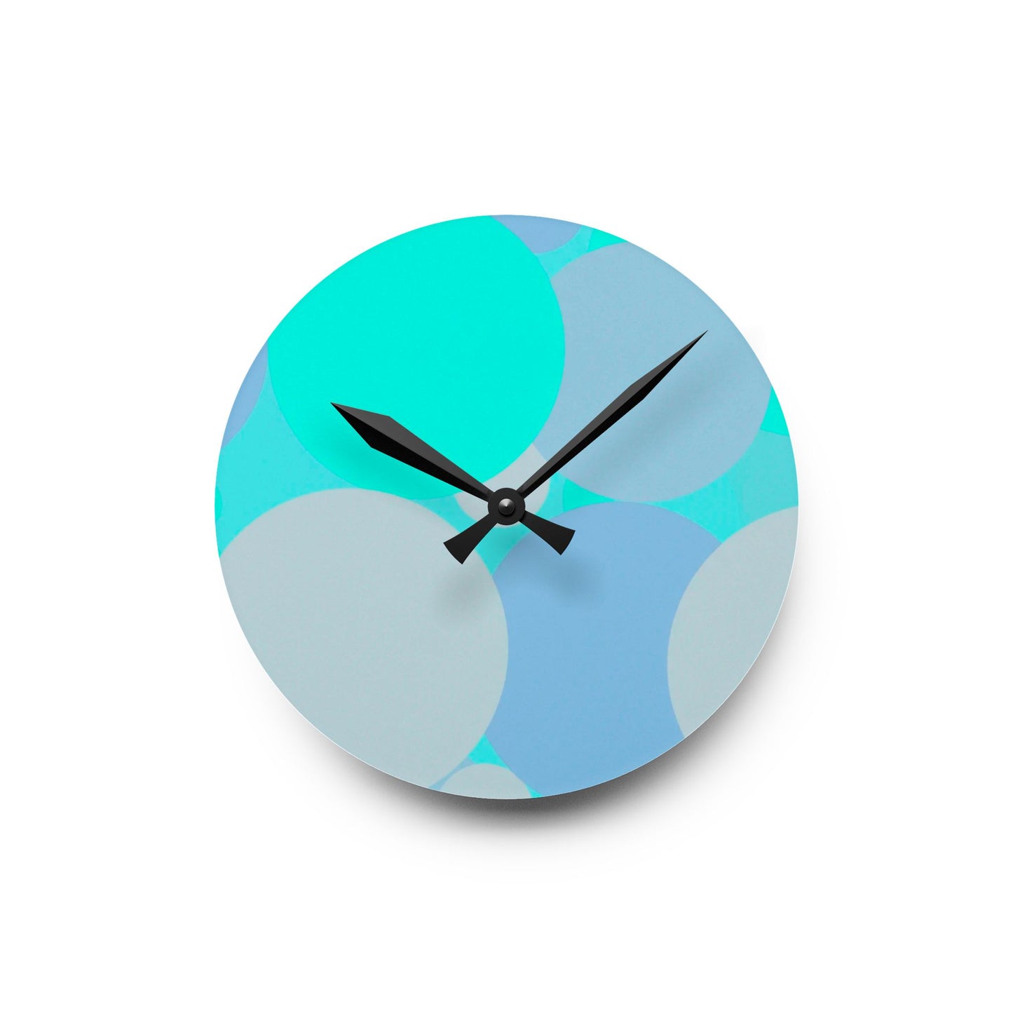 Pastel Tan and Tif Patches Acrylic Round Wall Clock, 8" x 8"