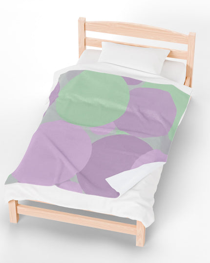 Pastel Lavender Purple and Soft Green Patches Velveteen Plush Blanket, 50" x 60"