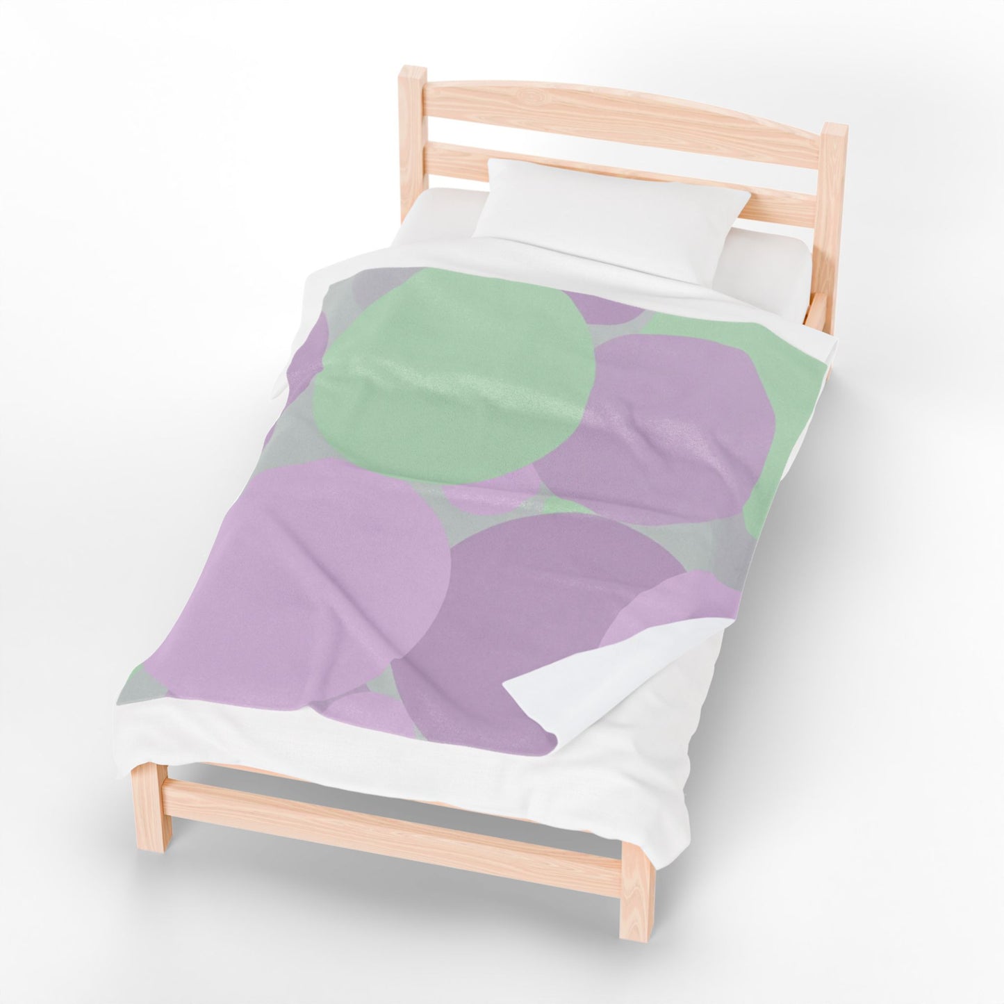 Pastel Lavender Purple and Soft Green Patches Velveteen Plush Blanket, 50" x 60"