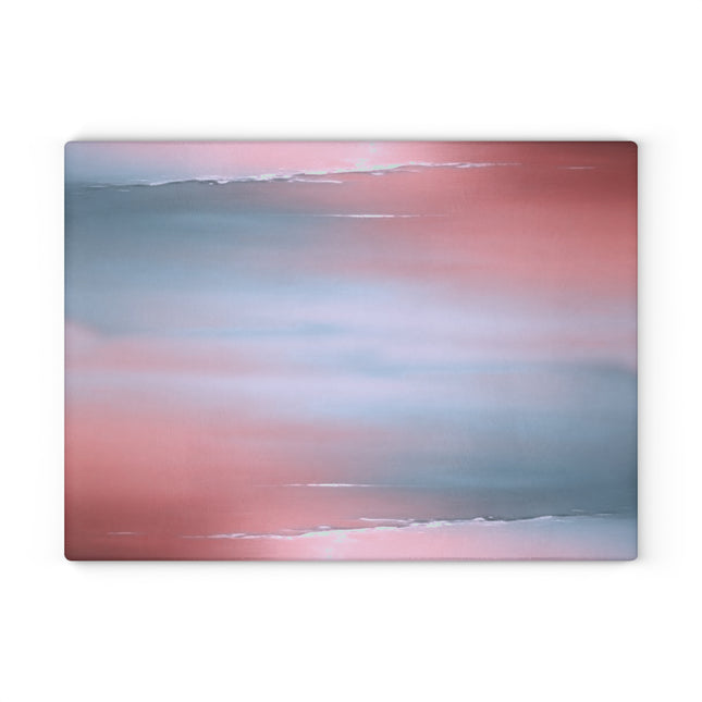 Gray Sea Pink Fog Glass Cutting Board, 11" x 15"