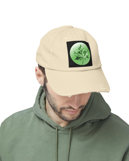 Mint Green Maple Leaf Unisex Distressed Cap