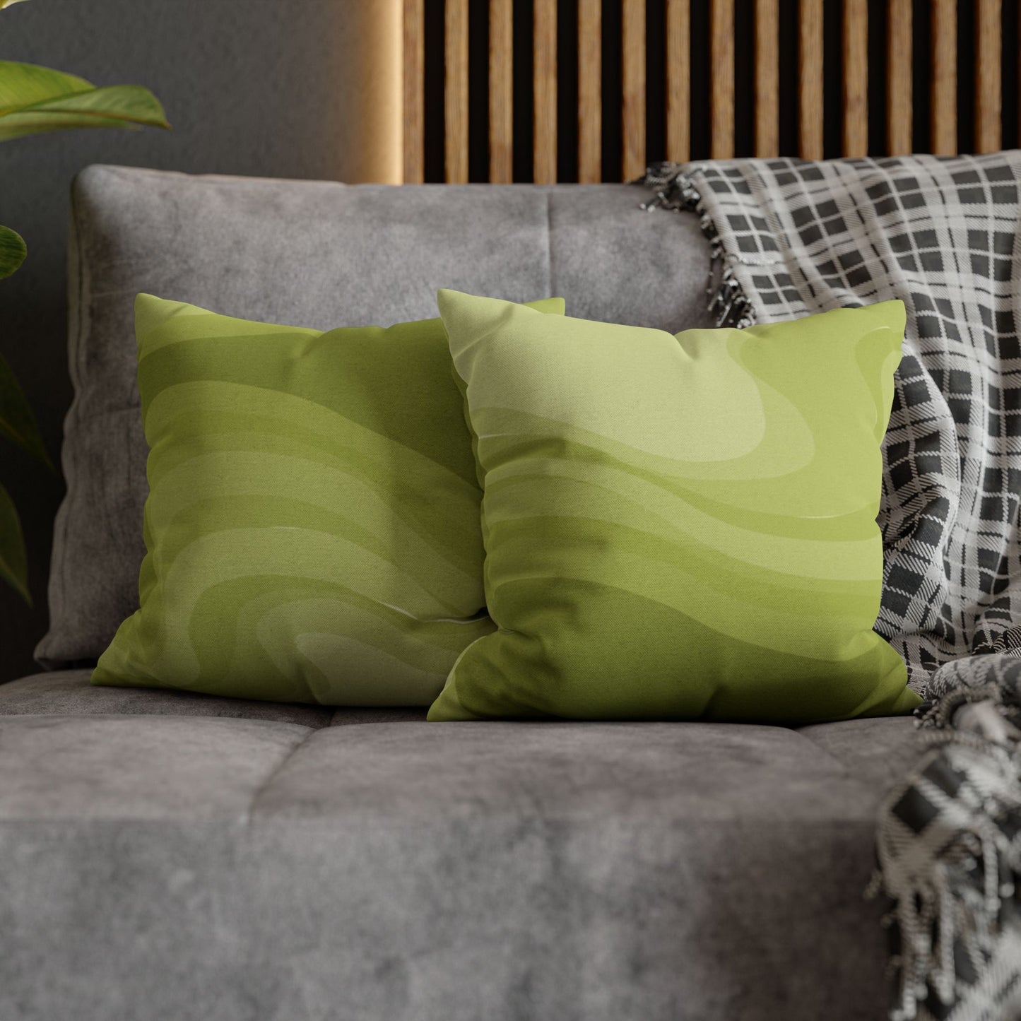 Lemon Wavey Spun Polyester Square Pillowcase, 14" x 14"