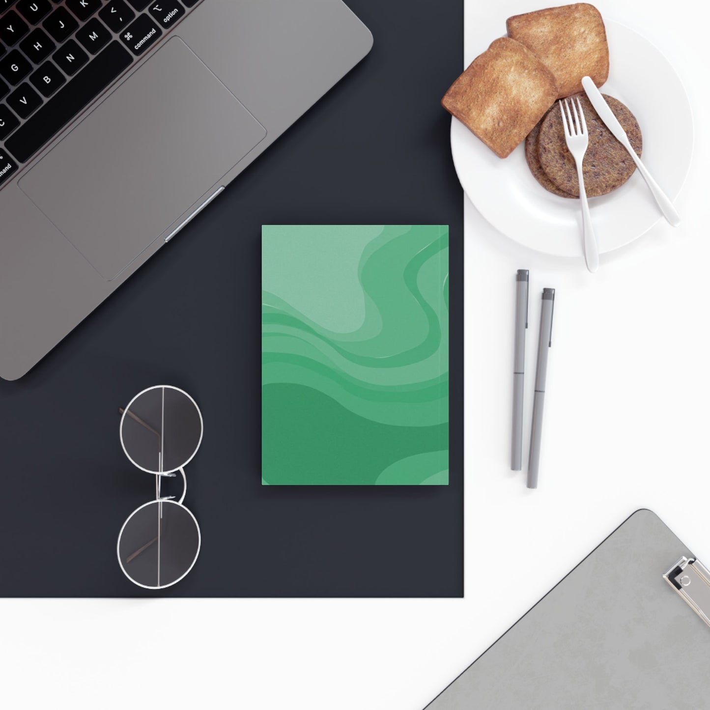 Mint Green Wavey 5.2" x 7.4" Hard Backed Journal with 128 blank pages