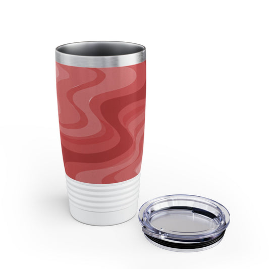 Power Red Wavey Ringneck Tumbler, 20oz in white, steel and black