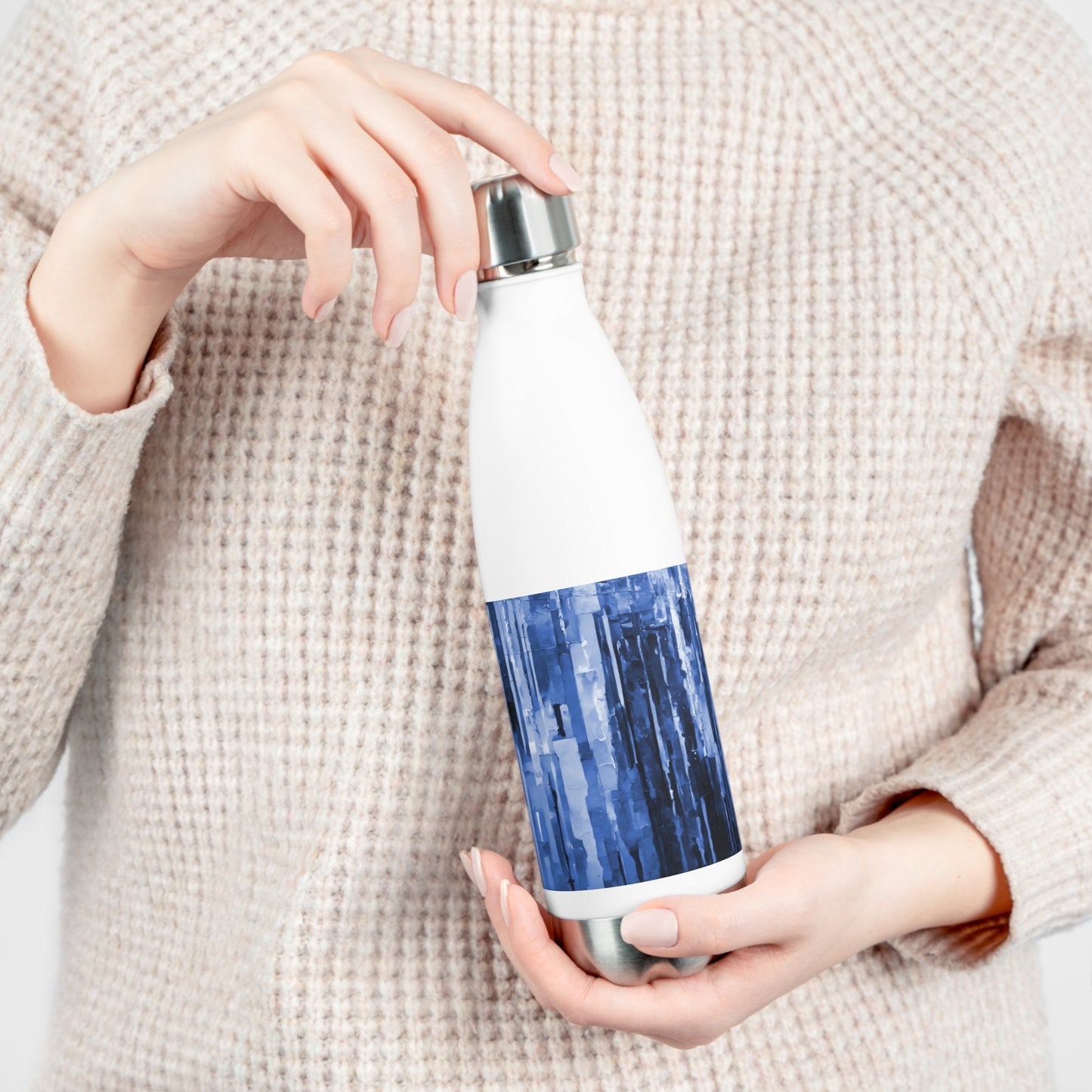 Striped Deep Blue 20oz Insulated Water Bottle