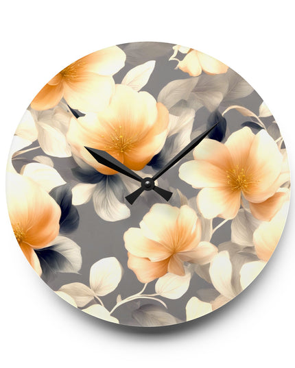 Soft Blossom Floral Bunch Acrylic Wall Clock, Round or Square, 10.75" x 10.75"