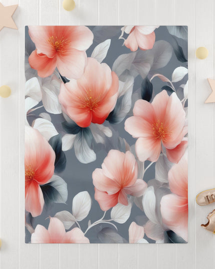 Red Blossom Floral Bunch Soft Fleece Baby Blanket, 30" x 40"