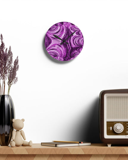 Uzi Spiral Powder Lavender Acrylic Round Wall Clock, 8" x 8"
