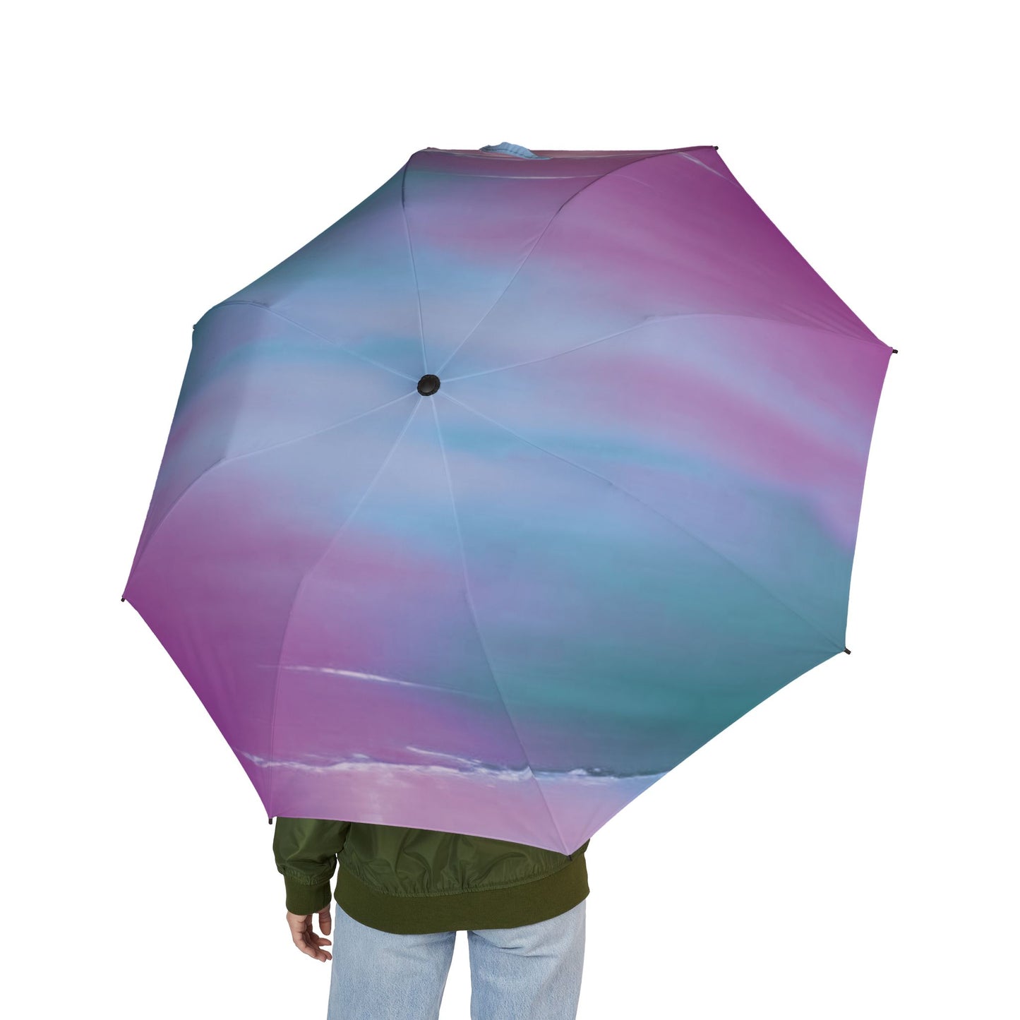 Dark Blue Green Sea Purple Fog Foldable Umbrella - Compact & Chic