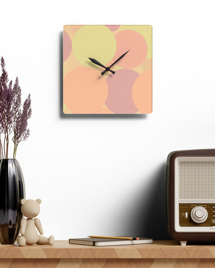 Pastel Hot Peach Patches Acrylic Wall Clock, Round or Square, 10.75" x 10.75"