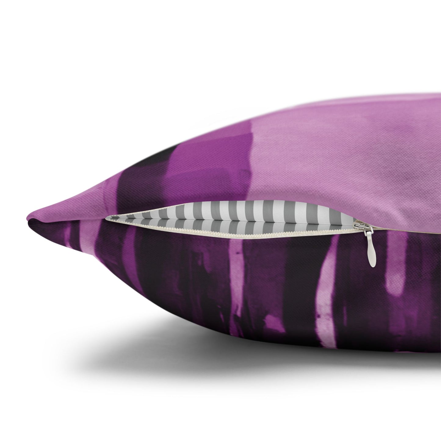 Striped Powder Lavender Spun Polyester Square Pillowcase, 14" x 14"