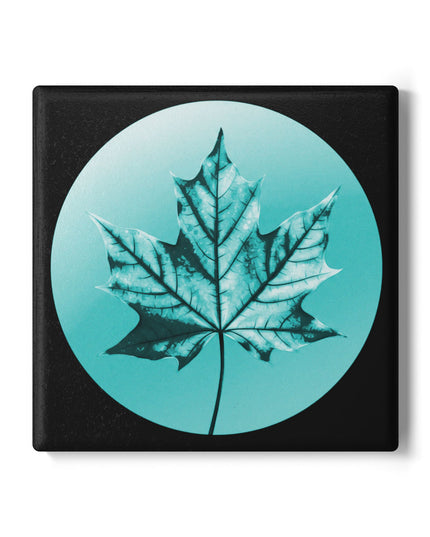 Tif Green Maple Leaf 4" x 4" Square Ceramic Coaster