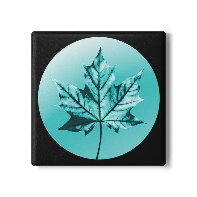 Tif Green Maple Leaf 4" x 4" Square Ceramic Coaster